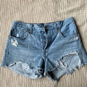 Levi's Light Blue Distressed Jean Shorts